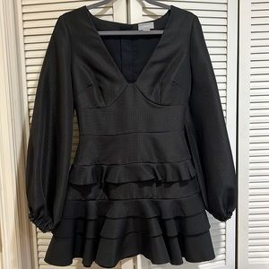 Finders black dress corset style top ruffled skirt hem